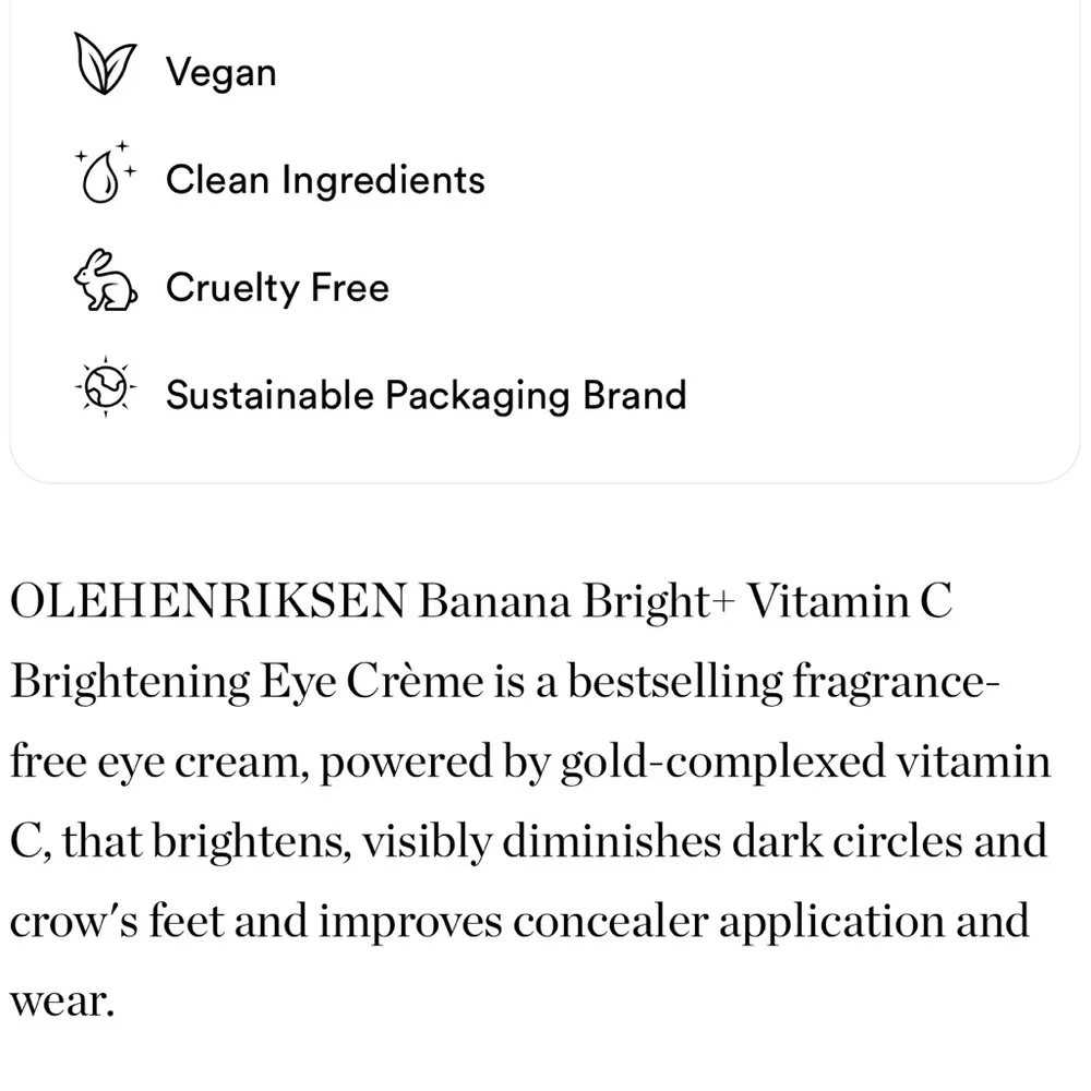 $7❤️‍🔥 OleHenriksen Banana Bright+ Vitamin C Brightening Eye Cream 👁️ NEW